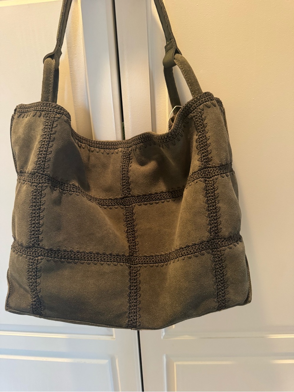 The Sak Los Feliz Large Tote -Moss Green Suede Patch-NWT